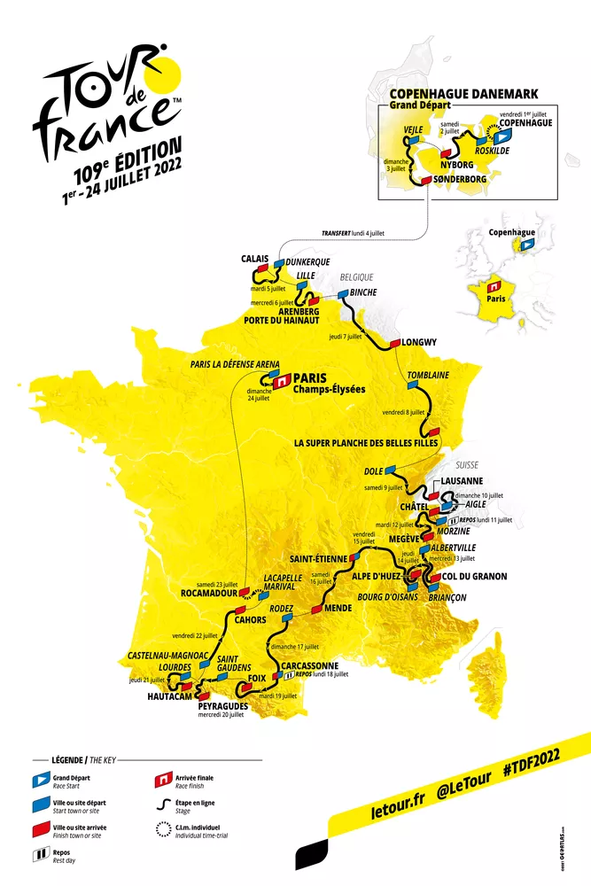 2022 Tour de France x route map