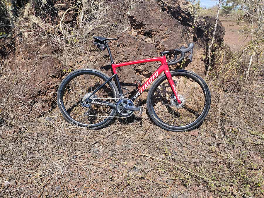 Red and Black Specialized road bike