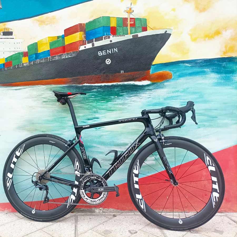 ectprocycling race bike built up for the Tour of Benin